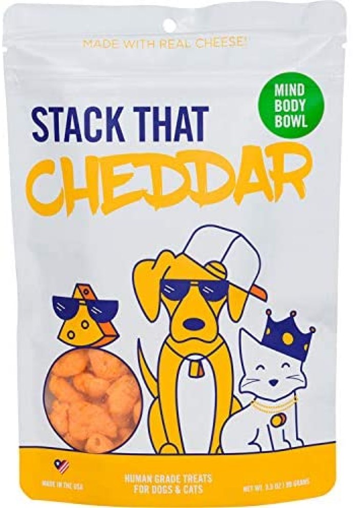  Healthy Spot / Mind Body Bowl - 3.5 oz Stack That Cheddar Dehydrated Cheese Treats - Healthy Snacks for Dogs