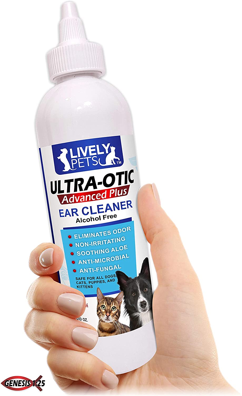 Lively Pets Dog Ear Cleaner and Ear Infection Treatment - Ear Mites, Yeast & Fungal Infections - Broad Spectrum Veterinary Formula