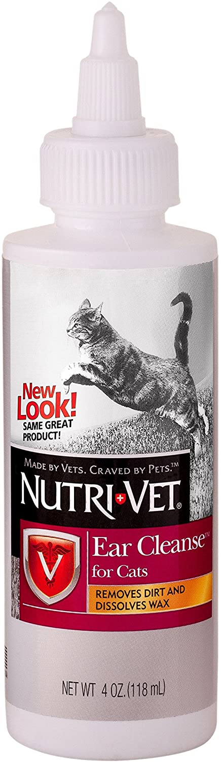 Nutri-Vet Ear Cleanser for Cats, Removes Dirt and Dissolves Wax, 4oz