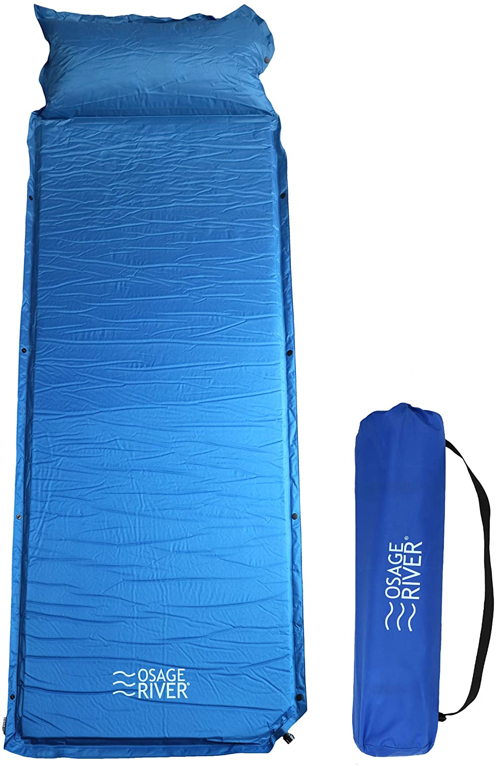 OSAGE RIVER Self Inflating Sleeping Pad for Camping and Backpacking, Lightweight Memory Foam with Pillow