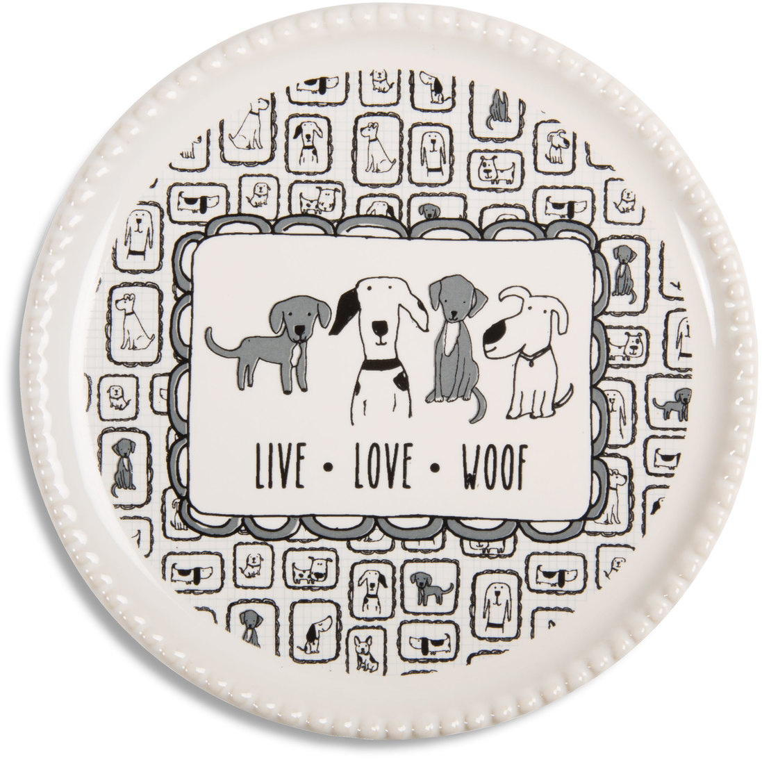 Pavilion - Live. Love. Woof Dog Ceramic Coaster Cap:Jewelry Dish:Drink Coaster