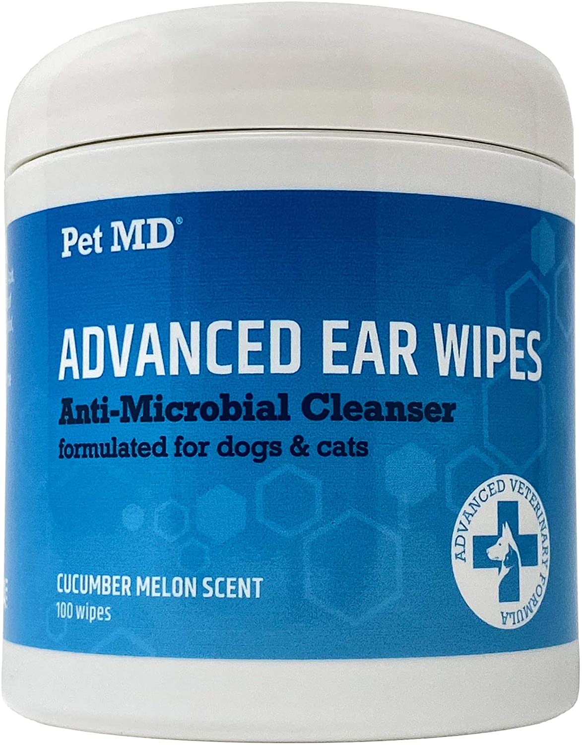 Pet MD Cat and Dog Ear Cleaner Wipes - Advanced Otic Veterinary Ear Cleaner Formula - Dog Ear Infection Treatment Helps Eliminate Ear Infections - 100 Alcohol Free Ear Wipes with Soothing Aloe Vera