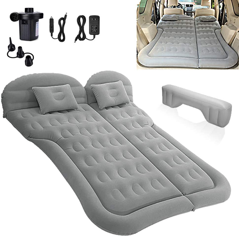SUV air Mattress Camping Bed JOGDRC Car Air Bed Cushion Pillow-with Electric air Pump, Portable Thickened Flocking Camping SUV Tent Sleeping pad