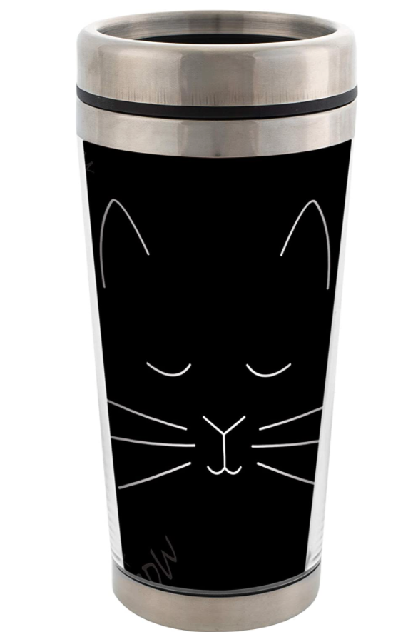 Cat Face Stainless Steel 16 oz Travel Mug with Lid