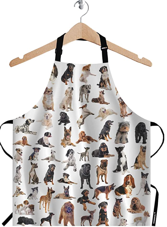 WONDERTIFY Aristocratic Dog Apron,Different Type of Cute Dogs White Bib Apron with Adjustable Neck for Men Women,Suitable for Home Kitchen Cooking Waitress Chef Grill Bistro Baking BBQ Barista Apron