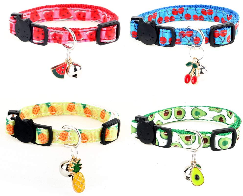 SuperBuddy Breakaway Cat Collar with Bell, 4 Pack Safety Adjustable Cat Collars Set