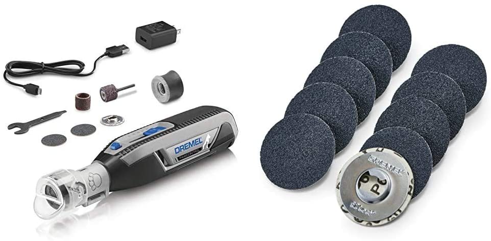 Dremel PawControl Dog Nail Grinder and Trimmer- Pet Grooming Tool Kit & Rechargeable Claw Grooming Kit for Dogs, Cats, and Small Animals 7760-PGK & SD60-PGK EZ Lock Pet Nail Grooming Sanding Discs