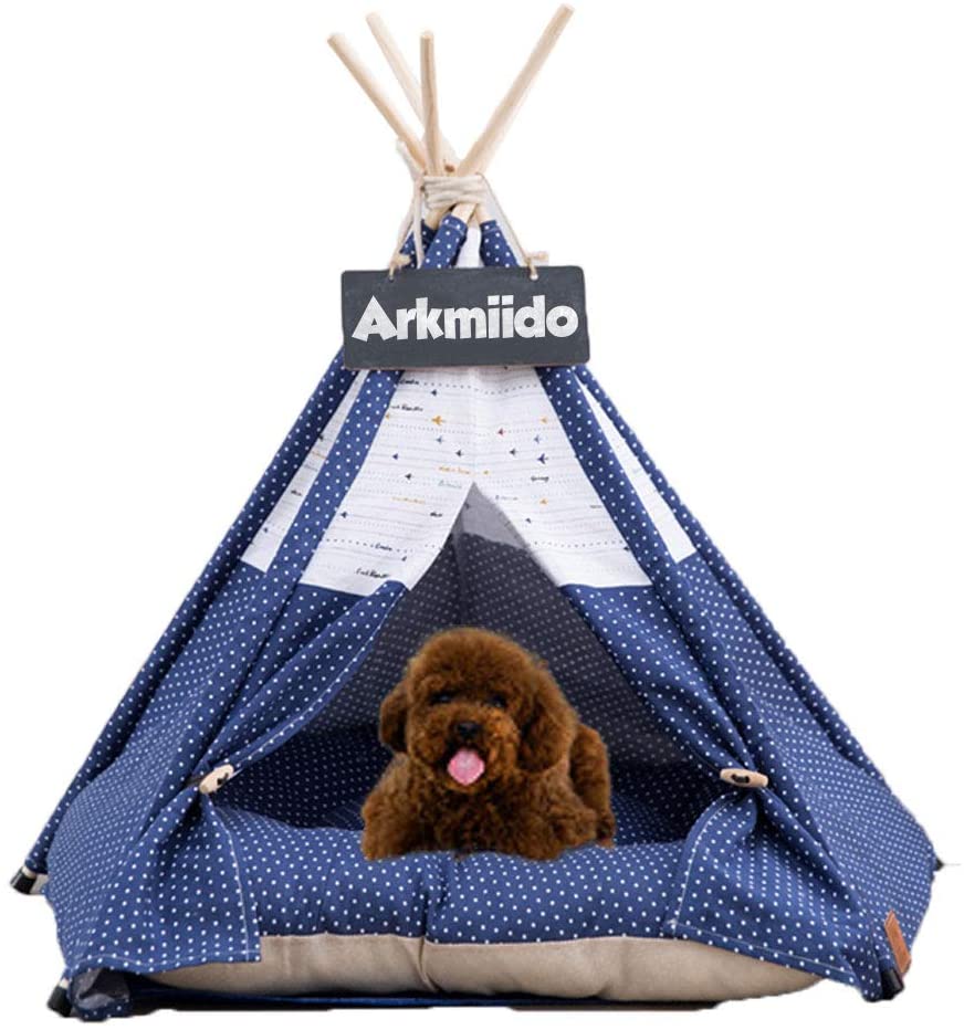 Pet Teepee Dog & Cat Bed with Cushion- Luxery Dog Tents & Pet Houses with Cushion & Blackboard (Airplane)