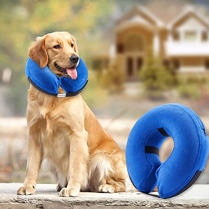 BENCMATE Protective Inflatable Collar for Dogs and Cats - Soft Pet Recovery Collar Does Not Block Vision E-Collar
