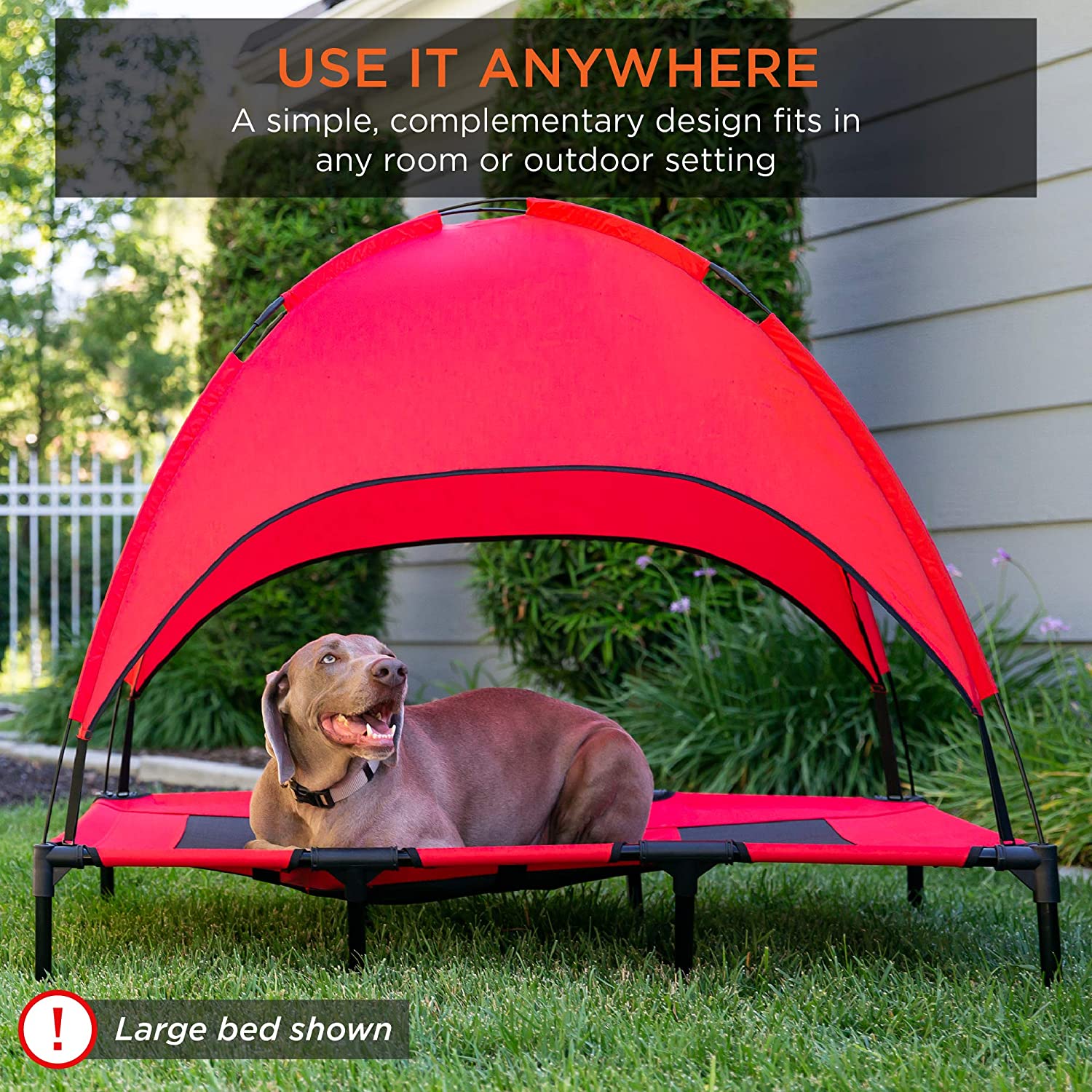 Best Choice Products Outdoor Raised Mesh Cot Cooling Dog Pet Bed w/Removable Canopy, Travel Bag