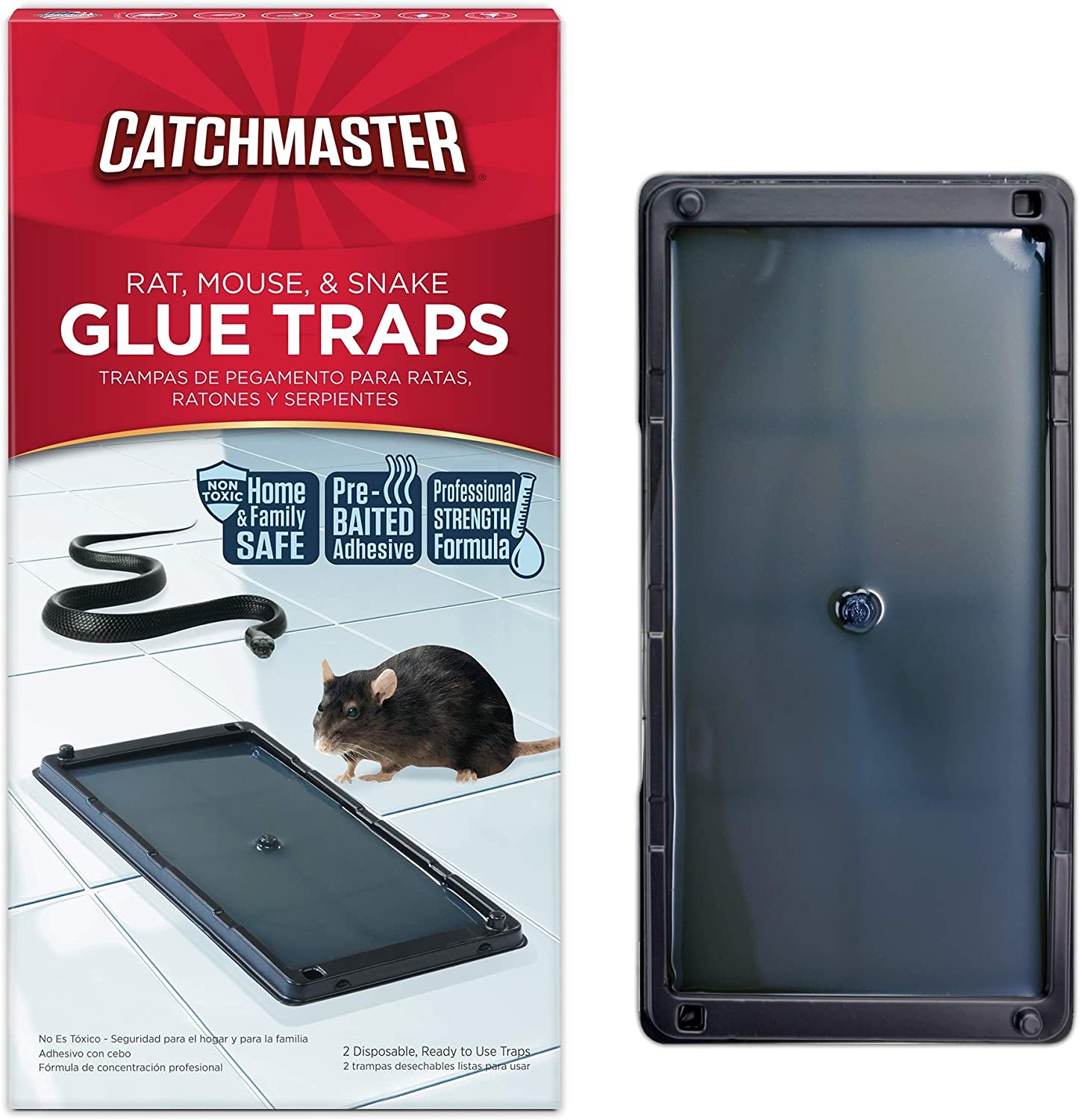 Catchmaster Baited Rat, Mouse and Snake Glue Traps - 12 Glue Trays