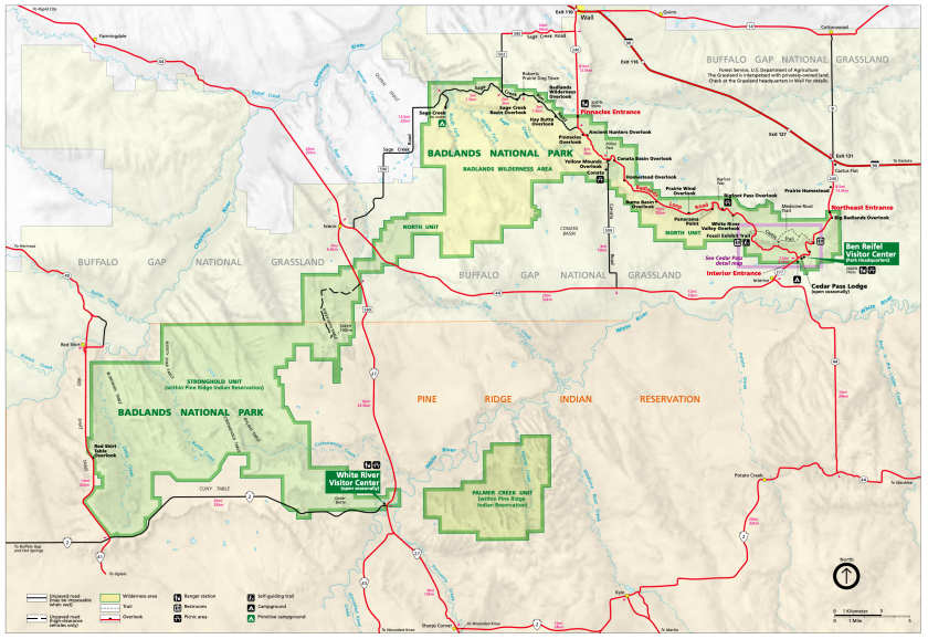 badlands national park map