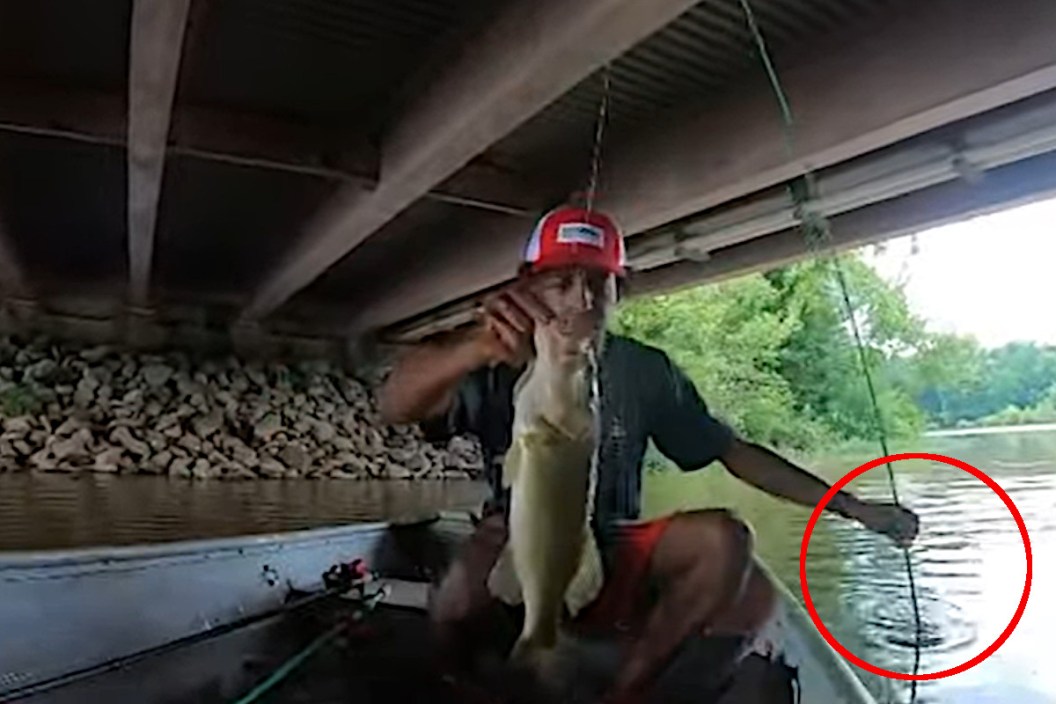 Bass Fisherman Unknowingly Drops Rod and Reel Overboard While Landing ...