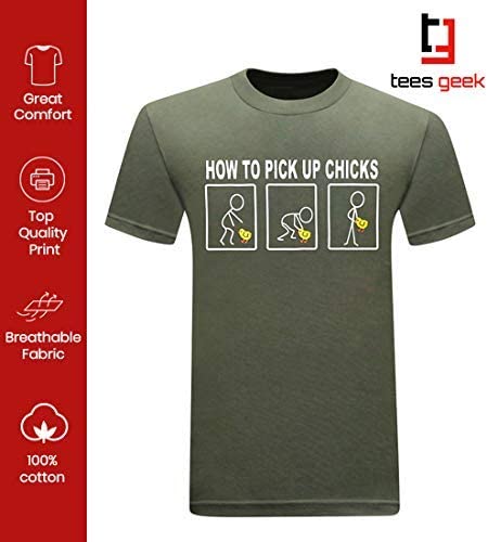 tees geek T Shirts Funny How to Pick Up Chicks Men's T-Shirt