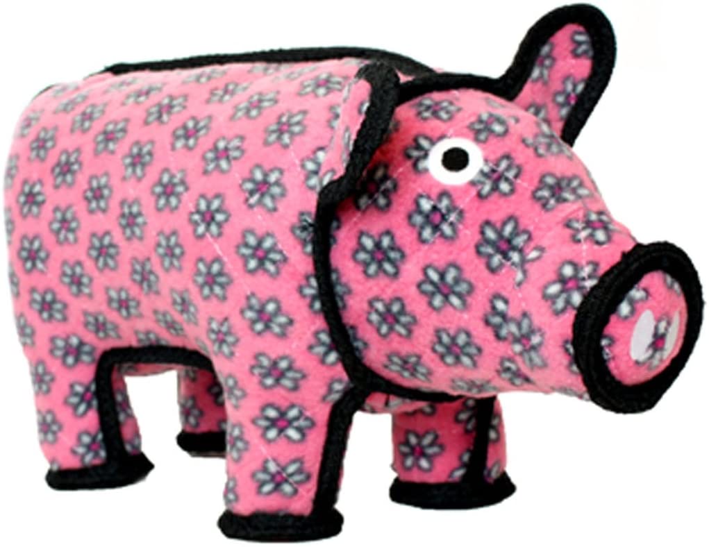 TUFFY - World's Tuffest Soft Dog Toy - Barnyard Pig- Multiple Layers. Made Durable, Strong & Tough. Interactive Play (Tug, Toss & Fetch). Machine Washable & Floats.