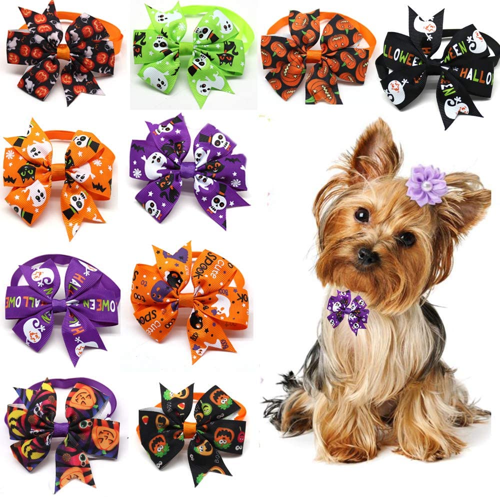 Masue Pets Spring Summer Dog Bow Ties 3.2" Bow Butterfly pet Ties Dog Ties Collar fit for Small and Middle Size pet