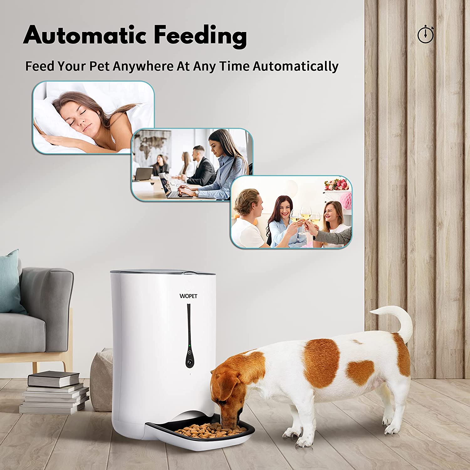 WOPET SmartFeeder,Automatic Pet Dog and Cat Feeder,6-Meal Auto Pet Feeder with Timer Programmable,HD Camera for Voice and Video Recording,Wi-Fi Enabled App for iPhone and Android