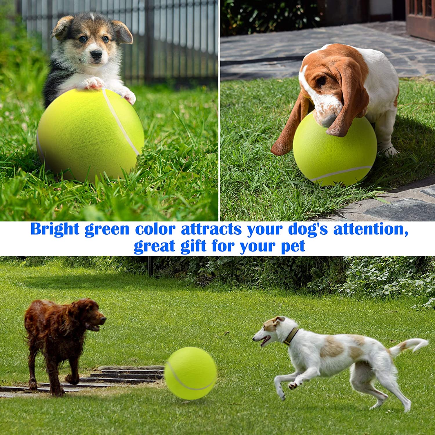 Banfeng Giant 9.5" Dog Tennis Ball Large Pet Toys Funny Outdoor Sports Dog Ball Gift with Inflating Needles