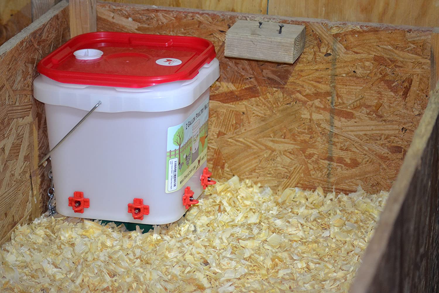 RentACoop 2 Gallon Chicken Waterer - Horizontal Nipple Setup (4 Nipple Corner)