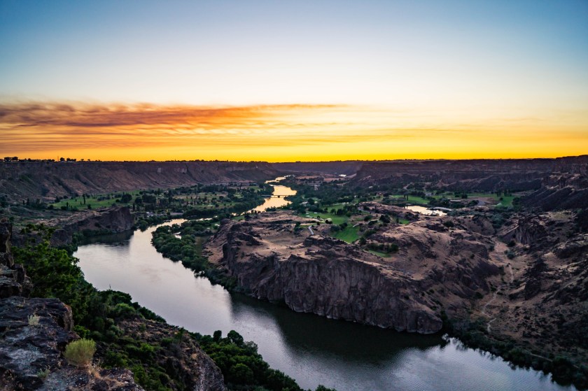 Sunset over the Snake River Valley near Twin Falls, Idaho, USA