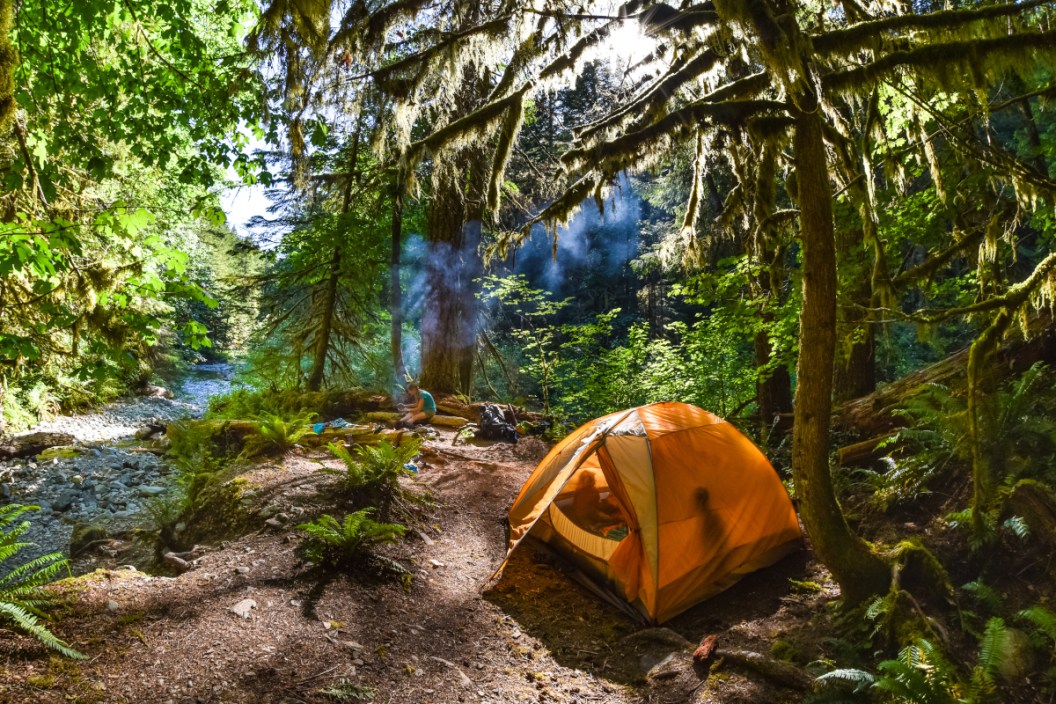 Campers in a backcountry site in Washington State.