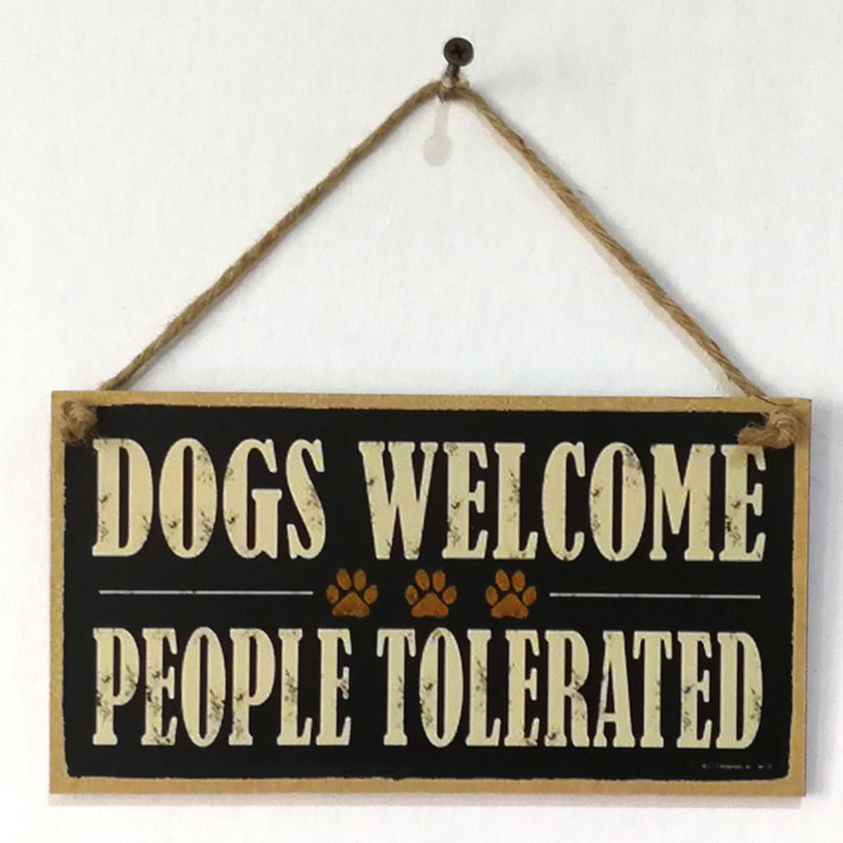 VORCOOL Dogs Welcome People Tolerated Wood Sign Farm Decorative Plaque Hanging Board
