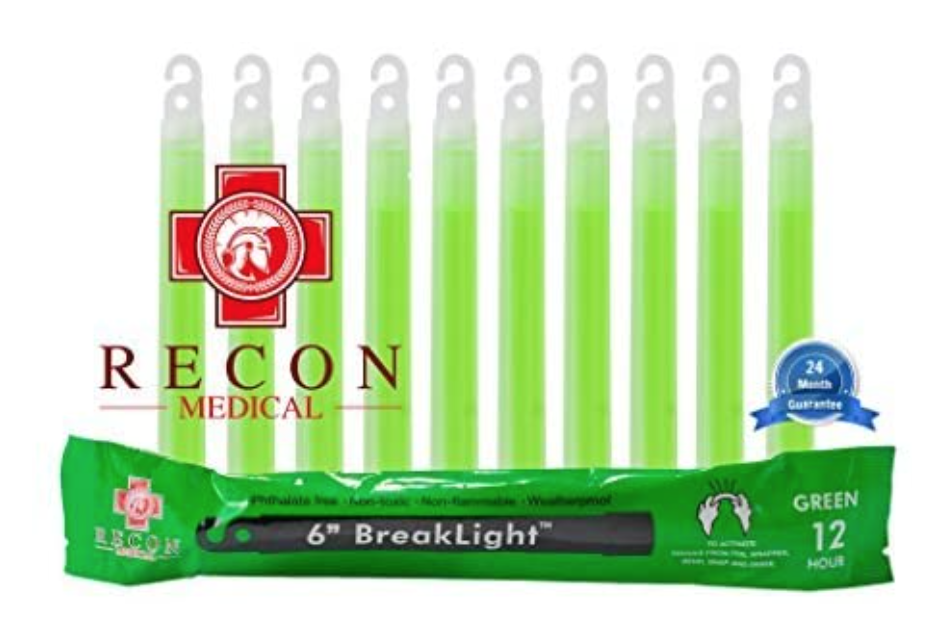 10 Pack (Green) Tactical BreakLights- Recon Medical, 6 Inch, Ultra Bright, First Aid Kit, Hexagon Shape, Ultra Bright Glow Sticks Emergency Light Sticks, Over 12 Hour Burn time...