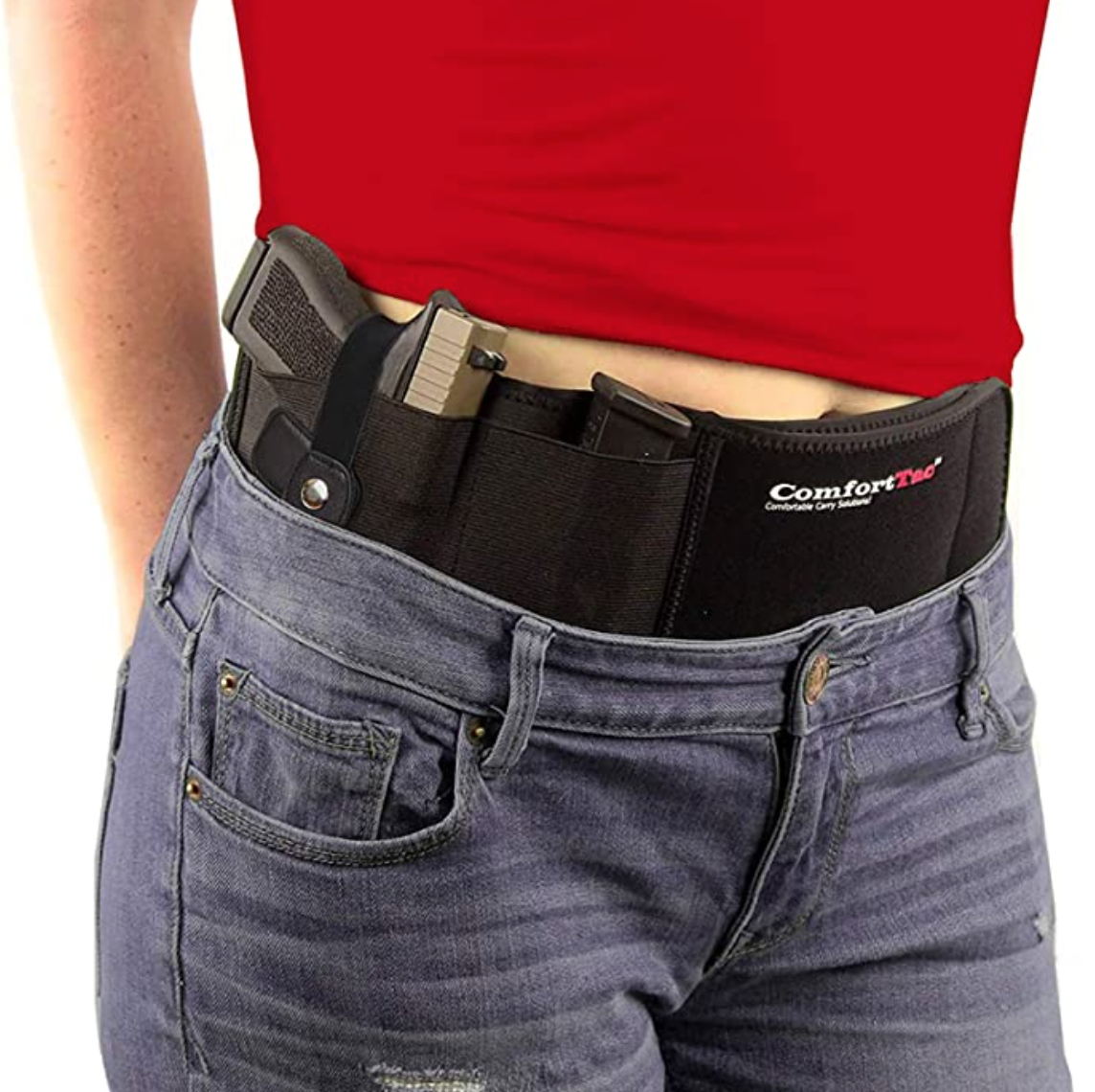 ComfortTac Ultimate Belly Band Gun Holster for Concealed Carry | Compatible with Smith and Wesson, Shield, Glock 19, 17, 42, 43, P238, Ruger LCP, and Similar Guns, for Men and Women