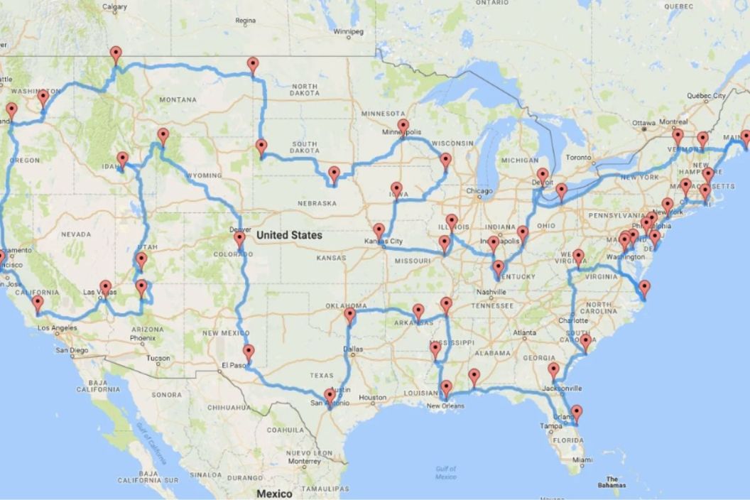 perfect road trip map usa