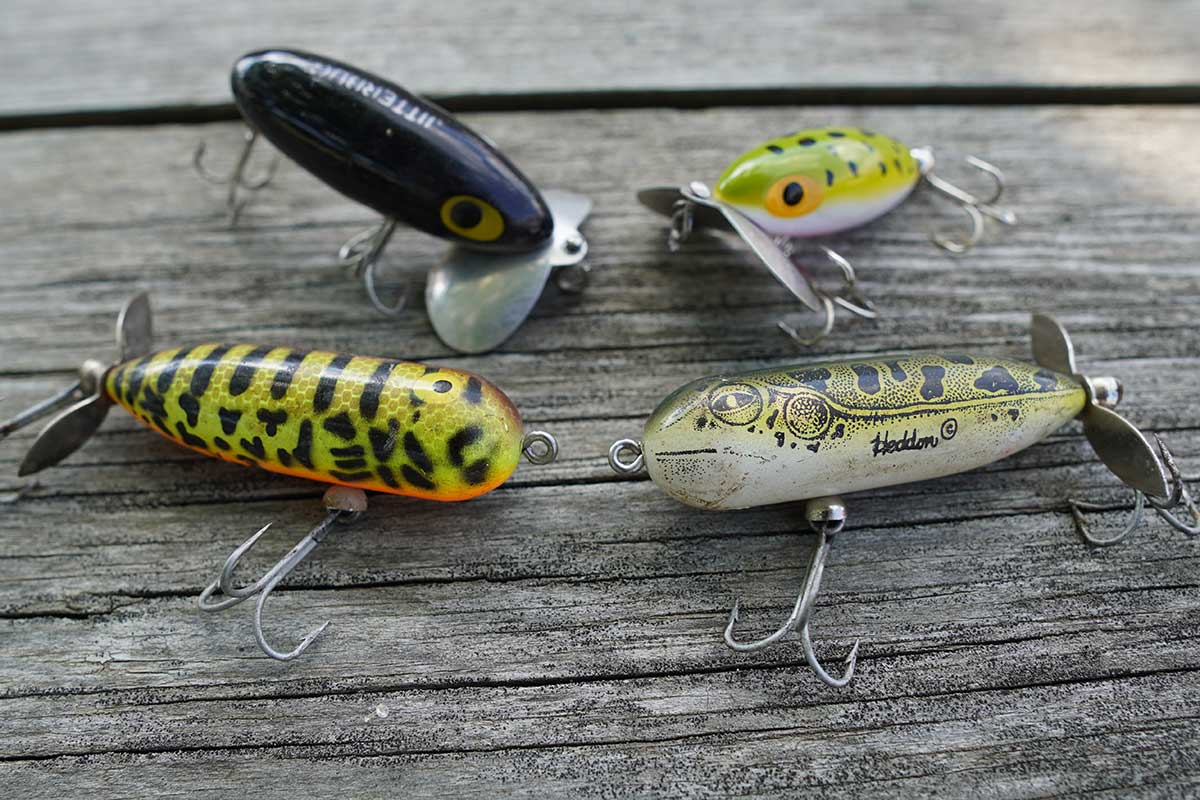 collectible heddon fishing lures Crazy Crawler Red Shore Minnow this Heddon Triple Teaser is a rare intact collectible featuring all three original minnow baitsan extraordinary find VINTAGE HEDDON FISHING LURES