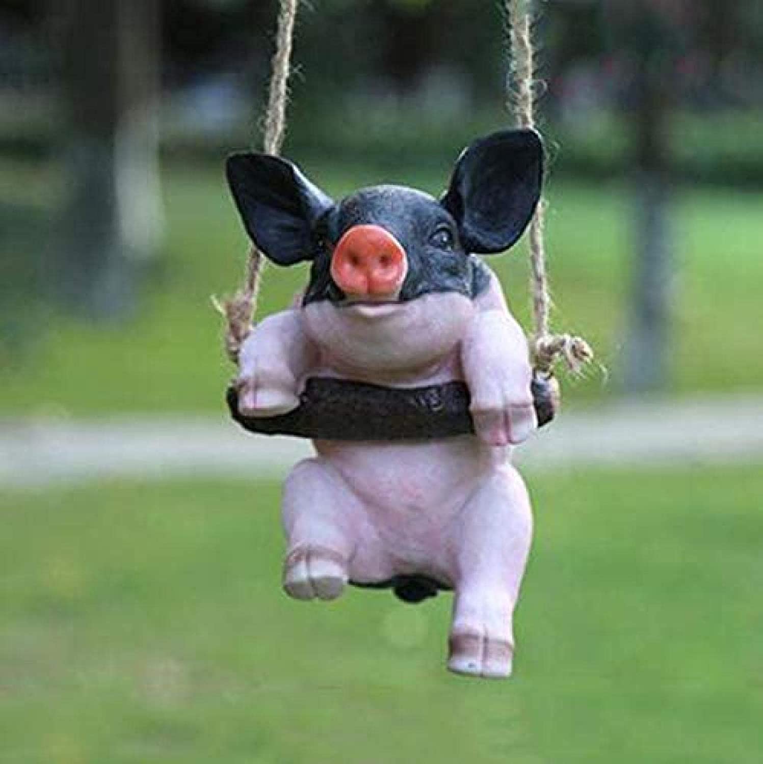 Swinging Pig Garden Statue