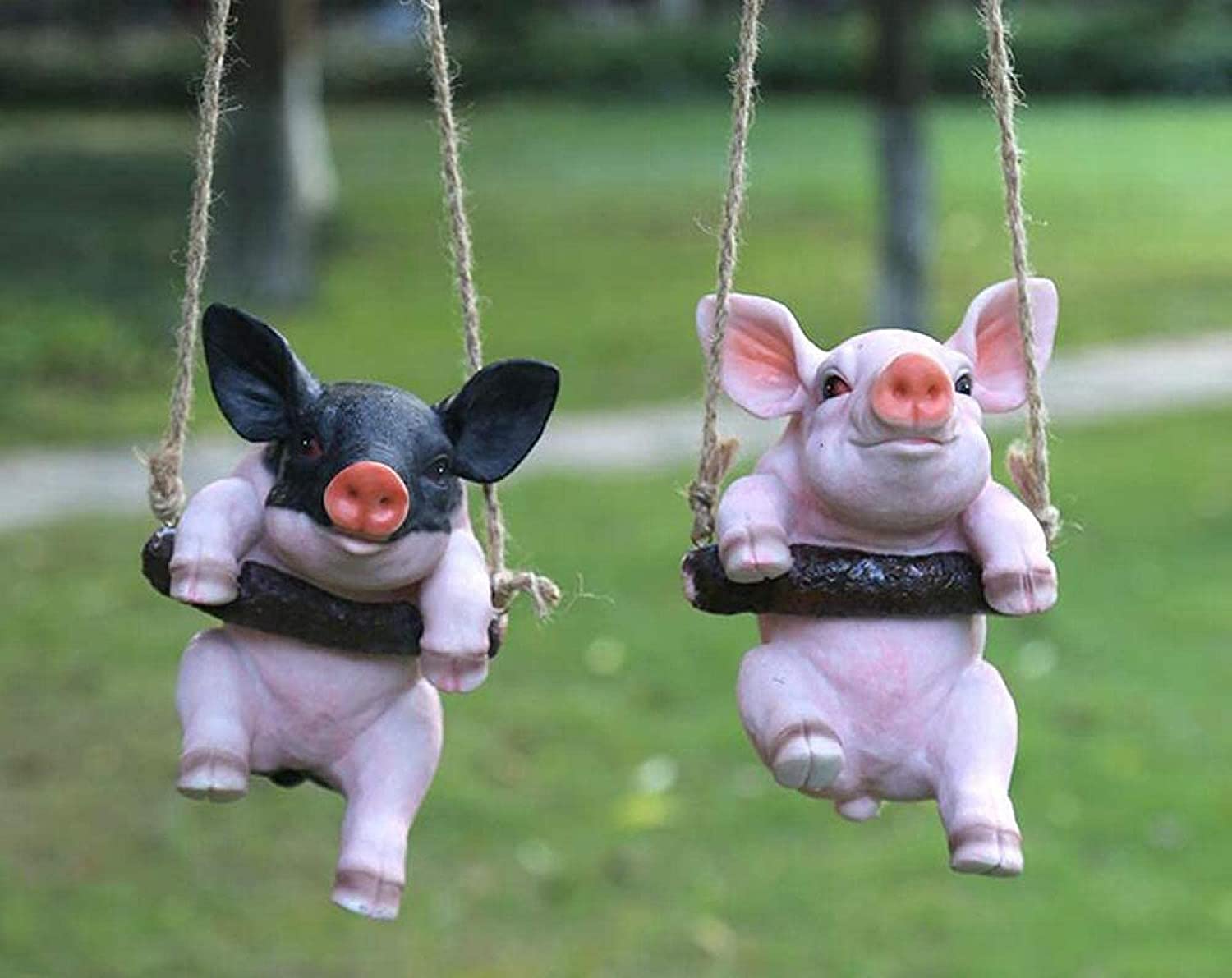 Swinging Pig Garden Statue