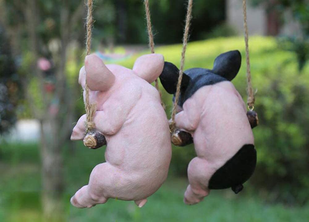 Swinging Pig Garden Statue