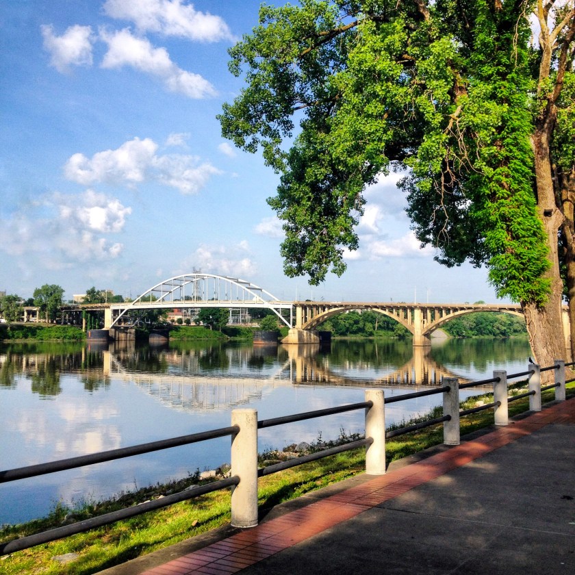 A spring morning along the Arkansas River in Little Rock, Arkansas