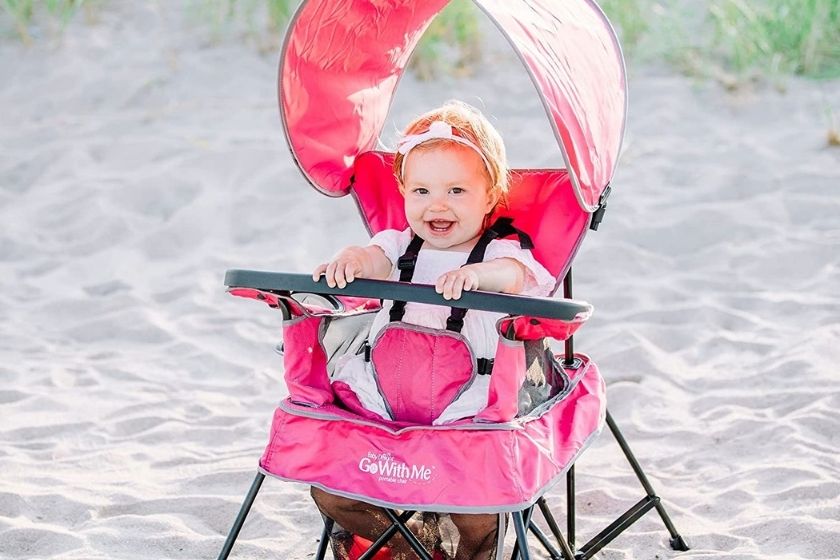 Camping High Chair with canopy for babies and big kids up to 75 pounds