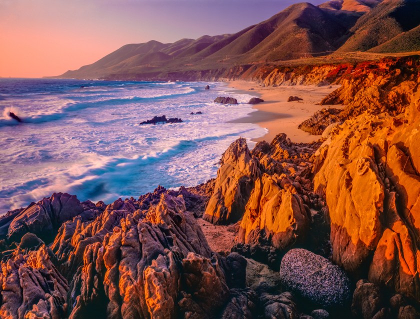 Rocky shoreline of Big Sur coastline south of Carmel, California