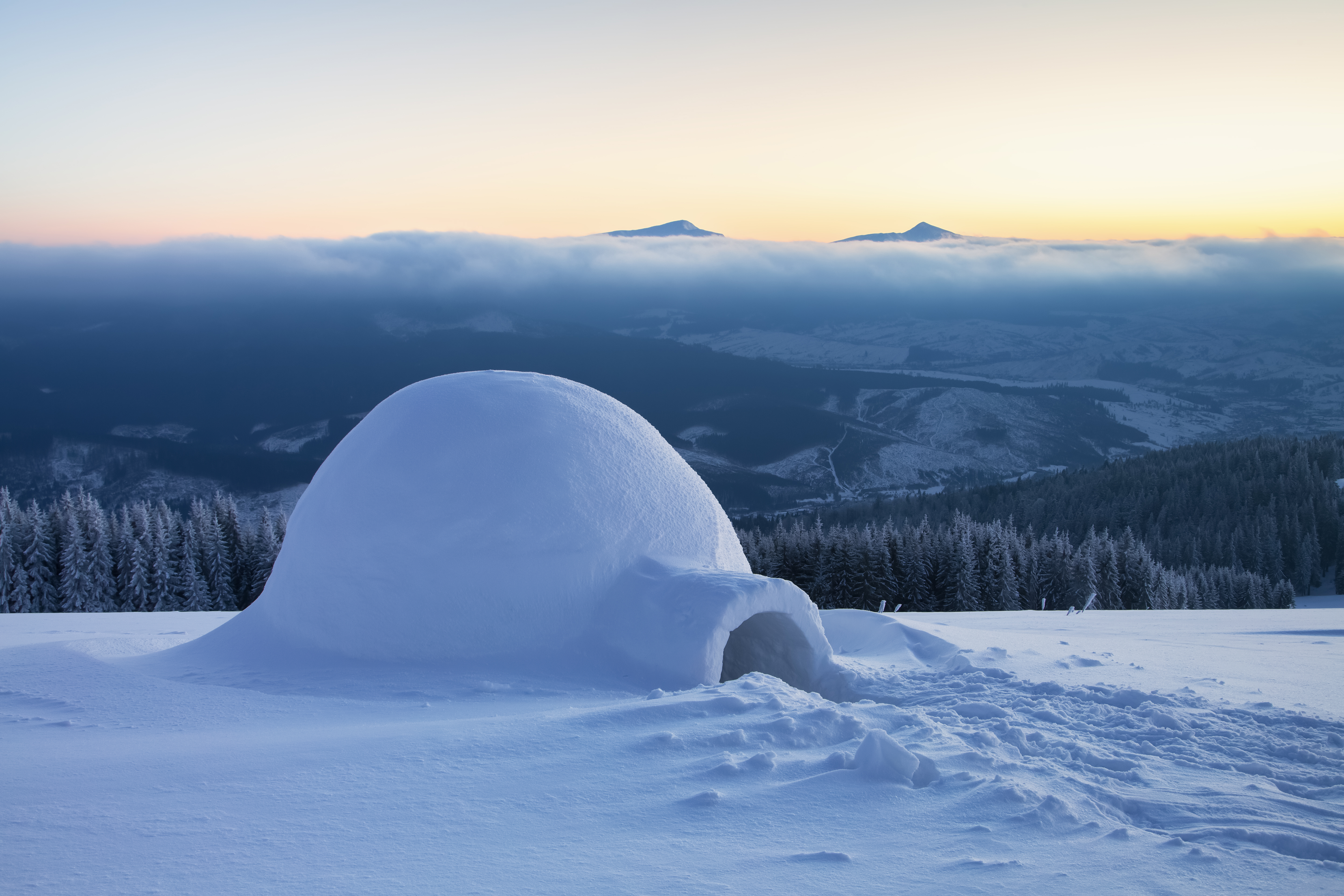 snow cave and igloo