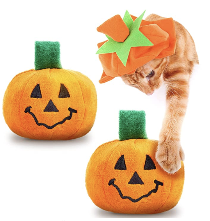 Cat toy jack o lantern