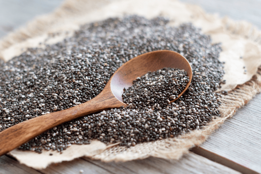 chia seeds in pile with spoon