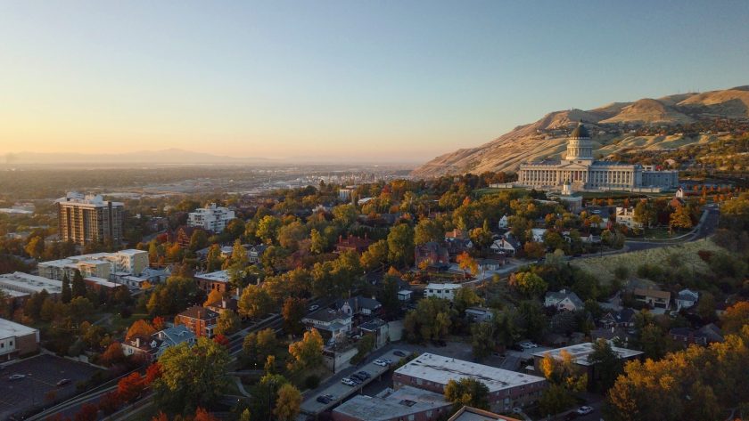 Aerial view of Capital Building Salt Lake City