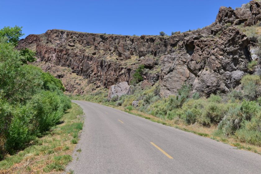 A scenic road into Echo canyon state park in Nevada