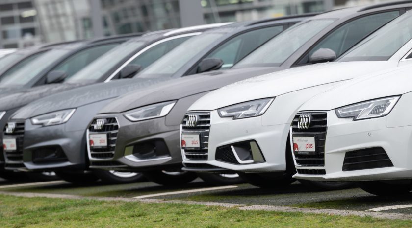 Lower Saxony, Hanover: Used cars are parked at an Audi dealer