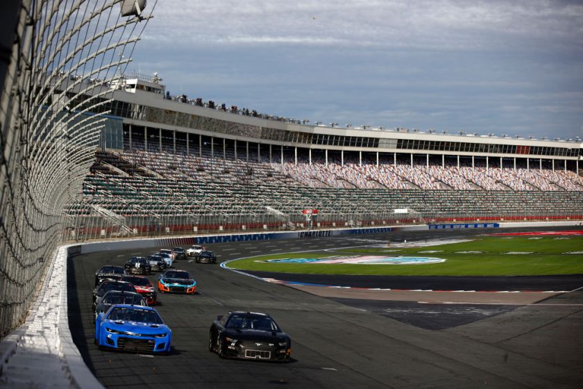 CONCORD, NORTH CAROLINA - DECEMBER 17: Ricky Stenhouse Jr., driver of the #47 JTG Daugherty Racing Chevrolet, and Joey Logano, driver of the #22 Team Penske Ford, race during the NASCAR Next Gen Test at Charlotte Motor Speedway on December 17, 2021 in Concord, North Carolina