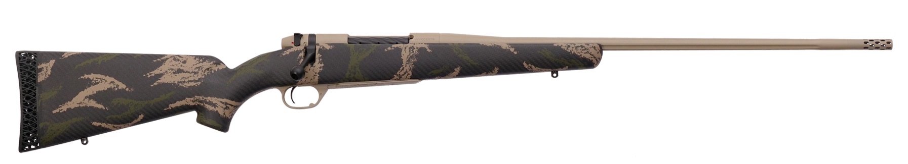 A Weatherby rifle chambered for 280 Ackley Improved.