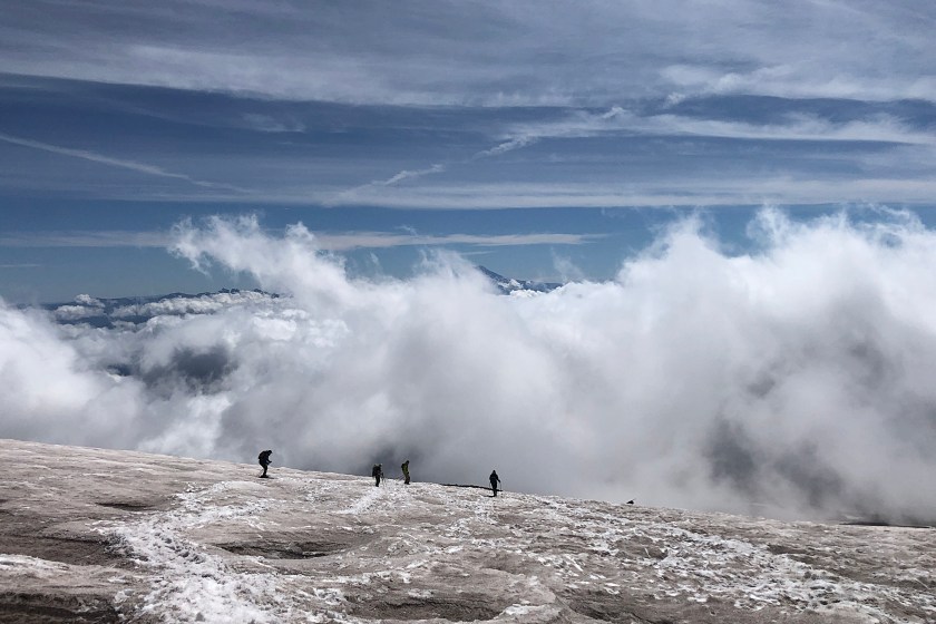 Camp Muir at the top of the Muir snowfield above Paradise on Mount Rainier is a popular day hike, but can be dangerous when weather suddenly changes.