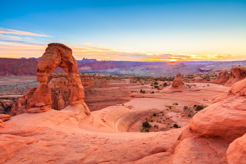 Panorama of Delicate Arch in Arches National Park Utah