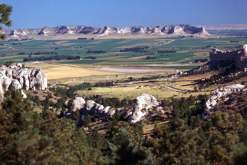 Overview of Platte River Valley from Wildcat Hills in eastern Nebraska near Scottsbluff Nebraska