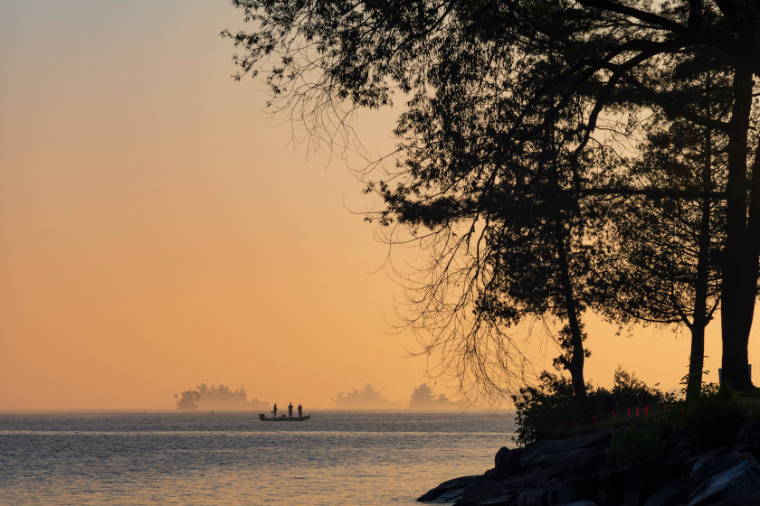 Fishermen out on the St. Lawrence River.