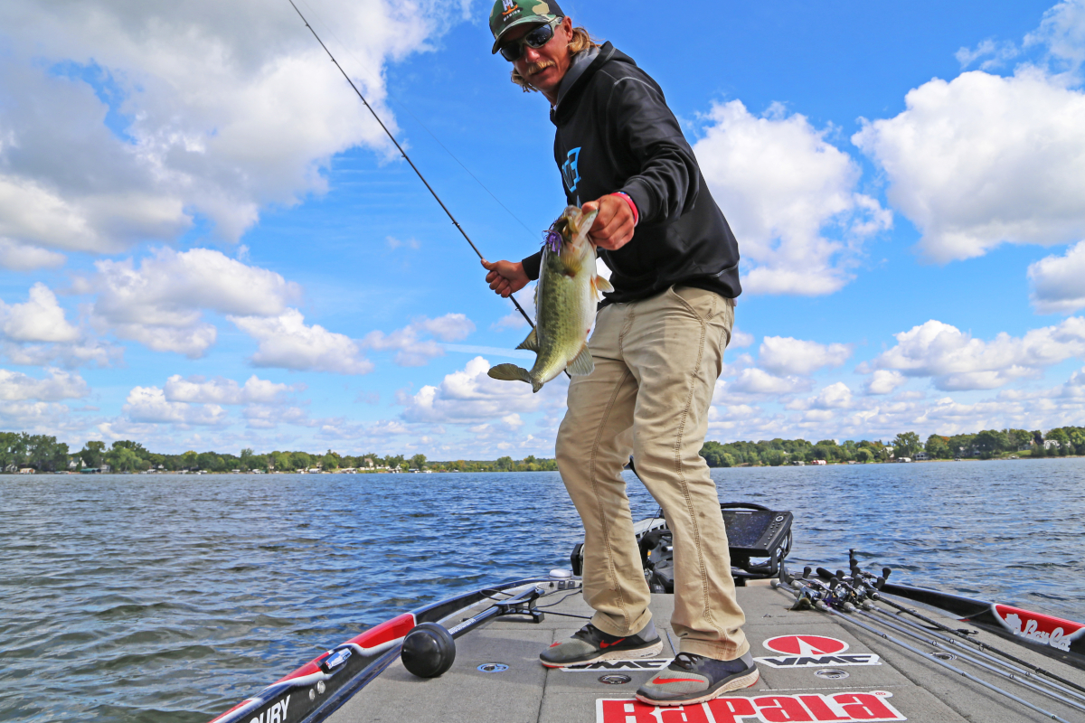 Seth Fieder fishing a Bassmaster tour event.