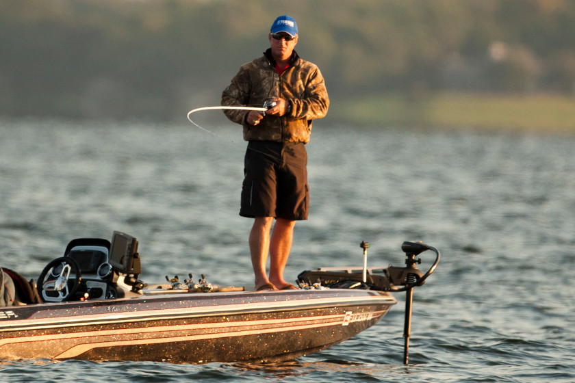 An angler fishing on Lake Conroe.